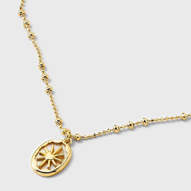 slide 4 of 4, 14K Gold Dipped Mother of Pearl Oval with Heart Pendant Necklace - Gold/Ivory, 1 ct