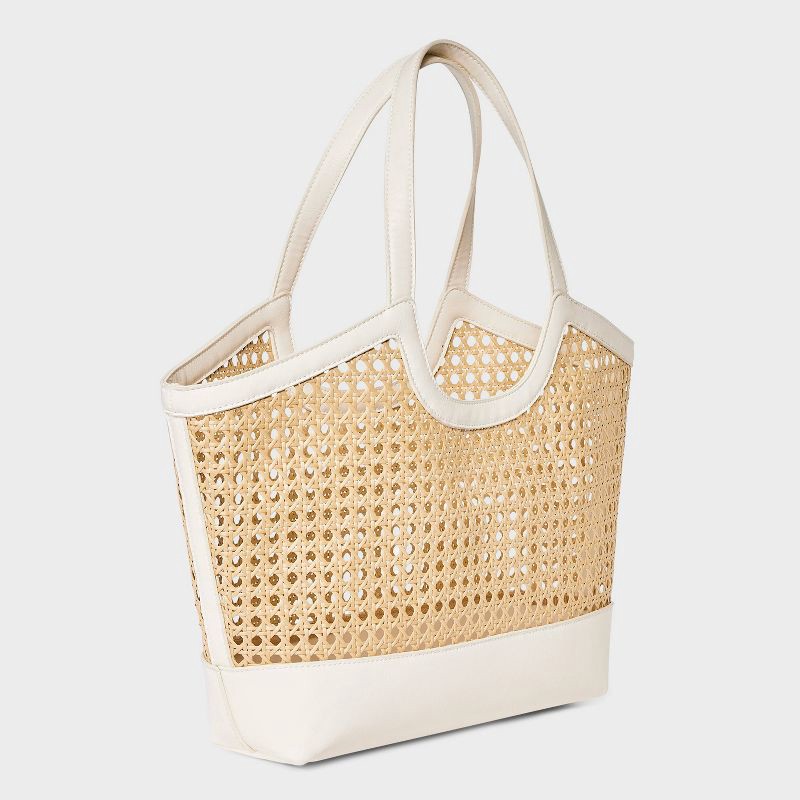 slide 3 of 5, Straw Caning Tote Bag - A New Day™ Natural, 1 ct