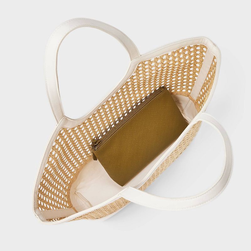 slide 4 of 5, Straw Caning Tote Bag - A New Day™ Natural, 1 ct