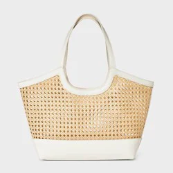 Straw Caning Tote Bag - A New Day™ Natural