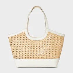 Straw Caning Tote Bag - A New Day™ Natural