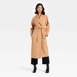 Women's Double Faced Wrap Coat - A New Day™ Camel M