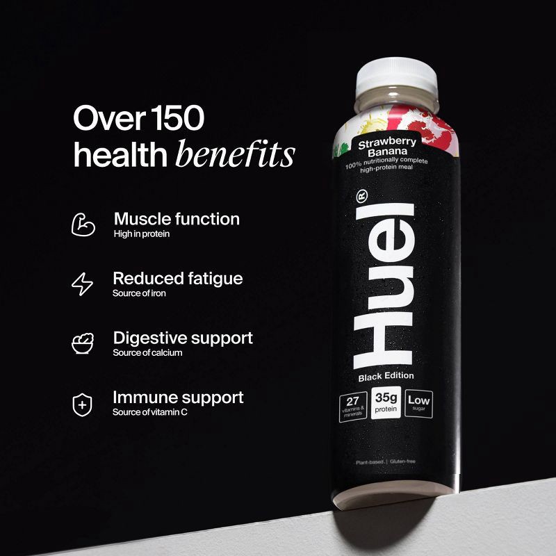 slide 5 of 10, Huel Black Edition Strawberry Banana Ready-to-Drink 35g Protein Meal Replacement - 4pk, 35 gram, 4 ct