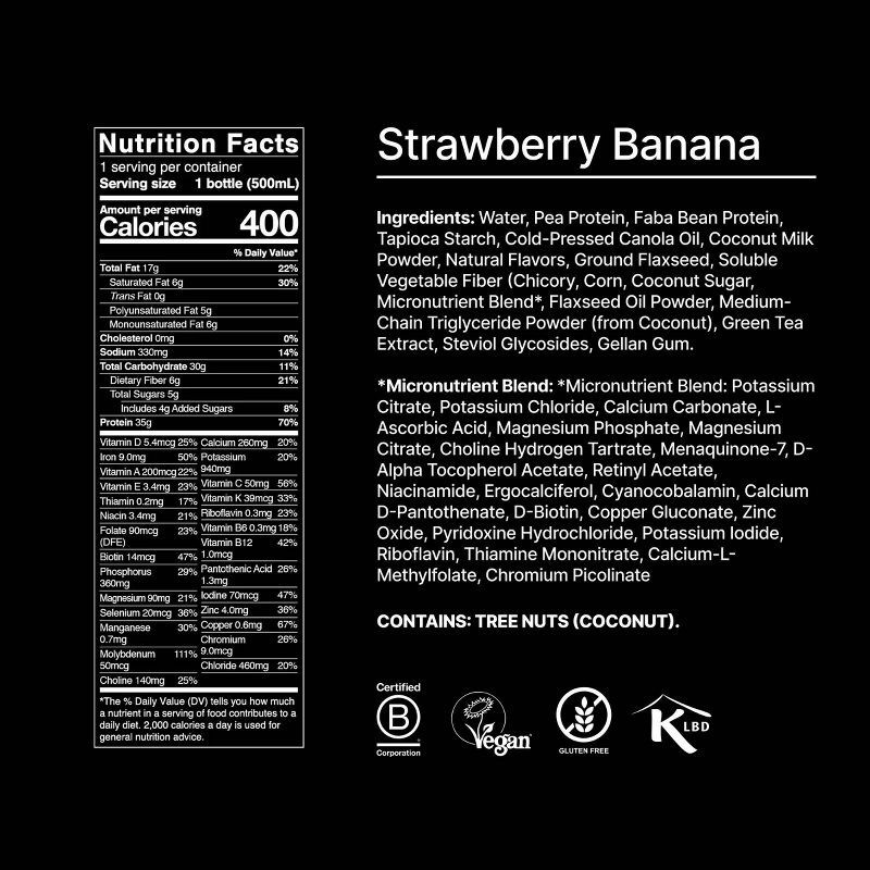 slide 6 of 10, Huel Black Edition Strawberry Banana Ready-to-Drink 35g Protein Meal Replacement - 4pk, 35 gram, 4 ct