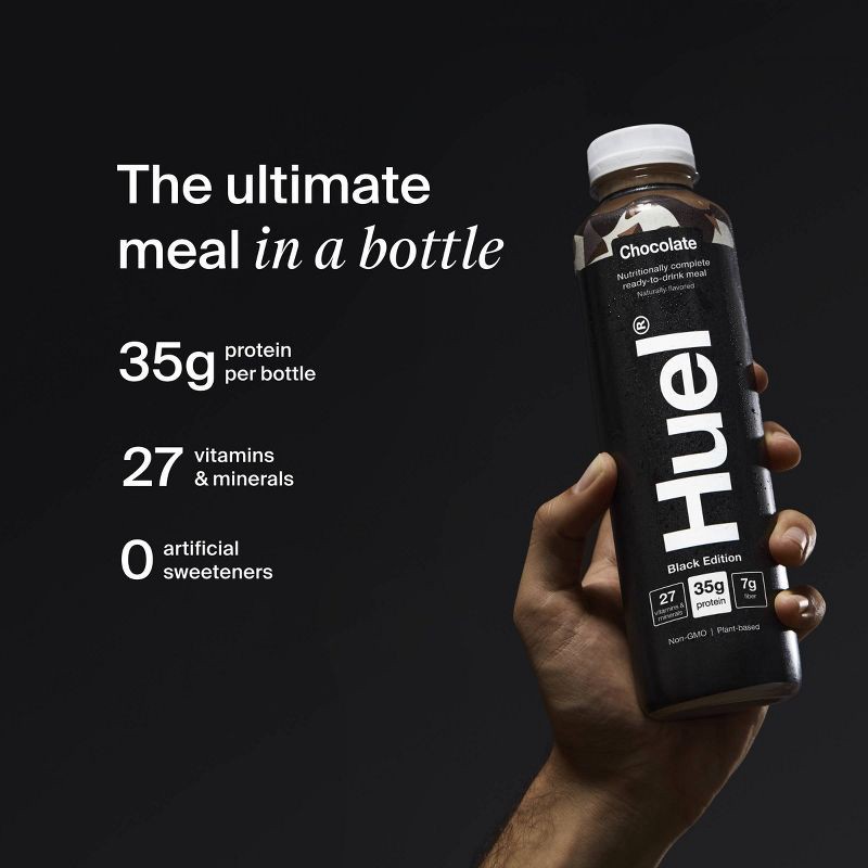 slide 4 of 10, Huel Black Edition Chocolate Ready-to-Drink 35g Protein Meal Replacement - 4pk, 35 gram, 4 ct