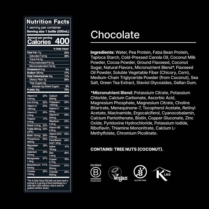 slide 6 of 10, Huel Black Edition Chocolate Ready-to-Drink 35g Protein Meal Replacement - 4pk, 35 gram, 4 ct