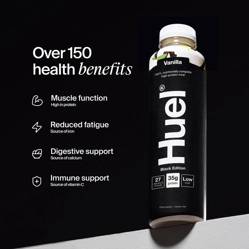 slide 5 of 10, Huel Black Edition Vanilla Ready-to-Drink 35g Protein Meal Replacement - 4pk, 35 gram, 4 ct