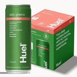 Huel Peach Hibiscus Daily Ready-to-Drink Greens and Superfood Supplements - 4pk/12 fl oz: Certified Gluten-Free, Non-GMO, Vegan