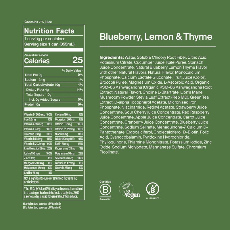 slide 5 of 9, Huel Blueberry Lemon Daily Greens Ready-to-Drink Greens and Superfood Supplements - 4pk/12 fl oz, 4 ct; 12 fl oz