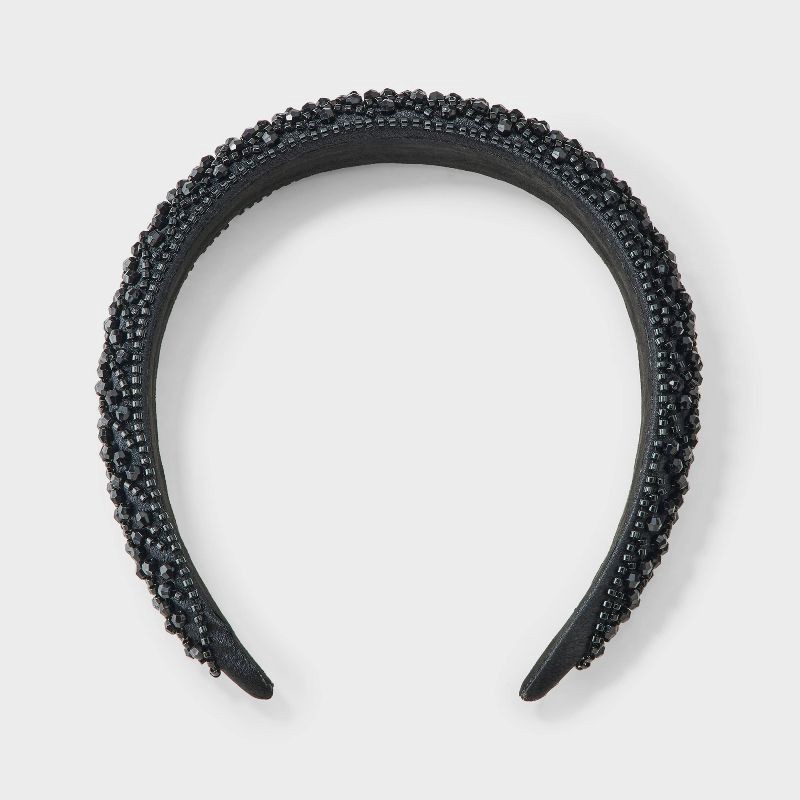 slide 1 of 3, Beaded Padded Headband - A New Day™ Black, 1 ct