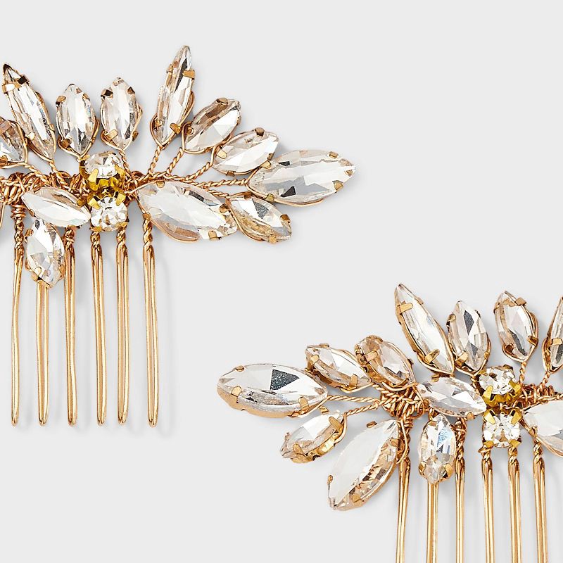 slide 3 of 3, Flower Comb Hair Clip Set 2 pc - A New Day™ Gold, 2 ct