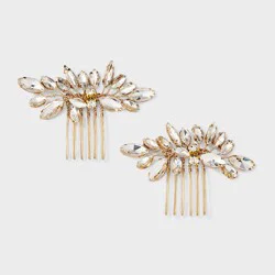 Flower Comb Hair Clip Set 2 pc - A New Day™ Gold