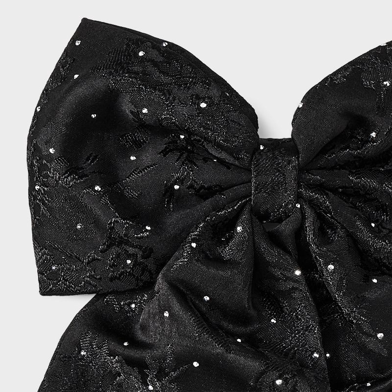 slide 3 of 3, Brocade Fabric Hair Bow - A New Day™ Black, 1 ct