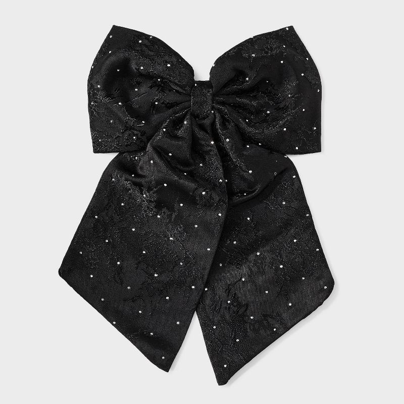 slide 1 of 3, Brocade Fabric Hair Bow - A New Day™ Black, 1 ct