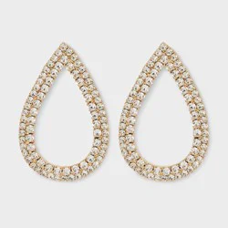 Pave Statement Open Teardrop Earrings - A New Day™ Gold/Clear