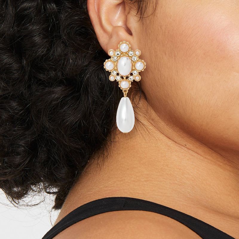 slide 2 of 3, Gala Pearl Drop Earrings - A New Day™ Pearl/Gold, 1 ct