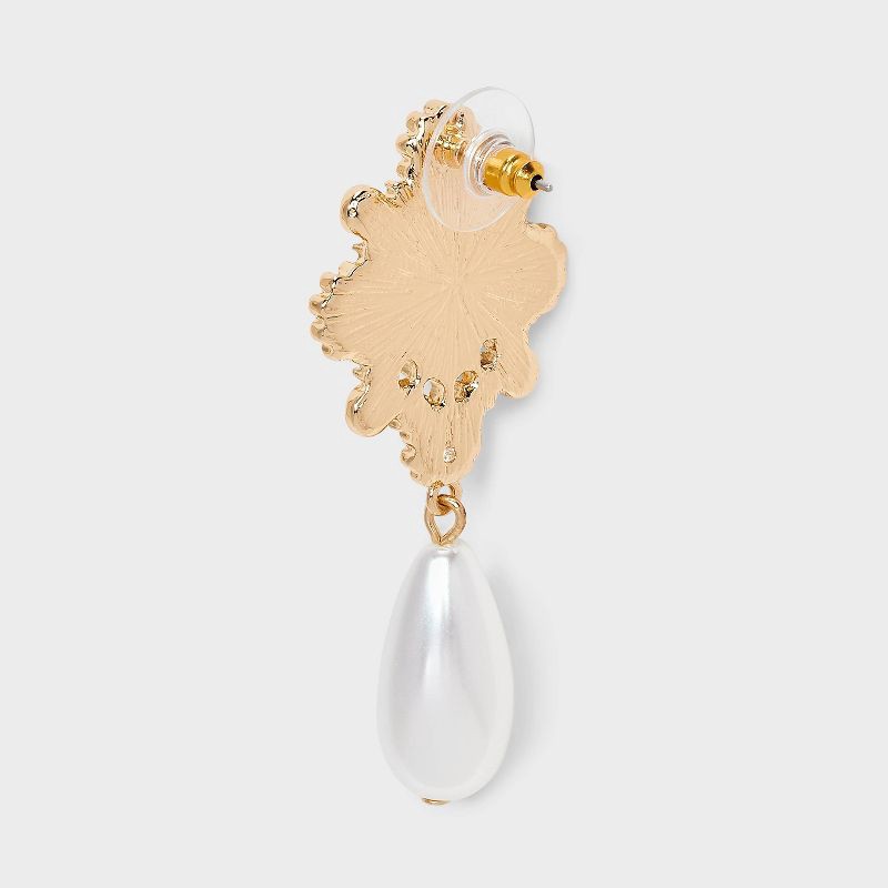 slide 3 of 3, Gala Pearl Drop Earrings - A New Day™ Pearl/Gold, 1 ct