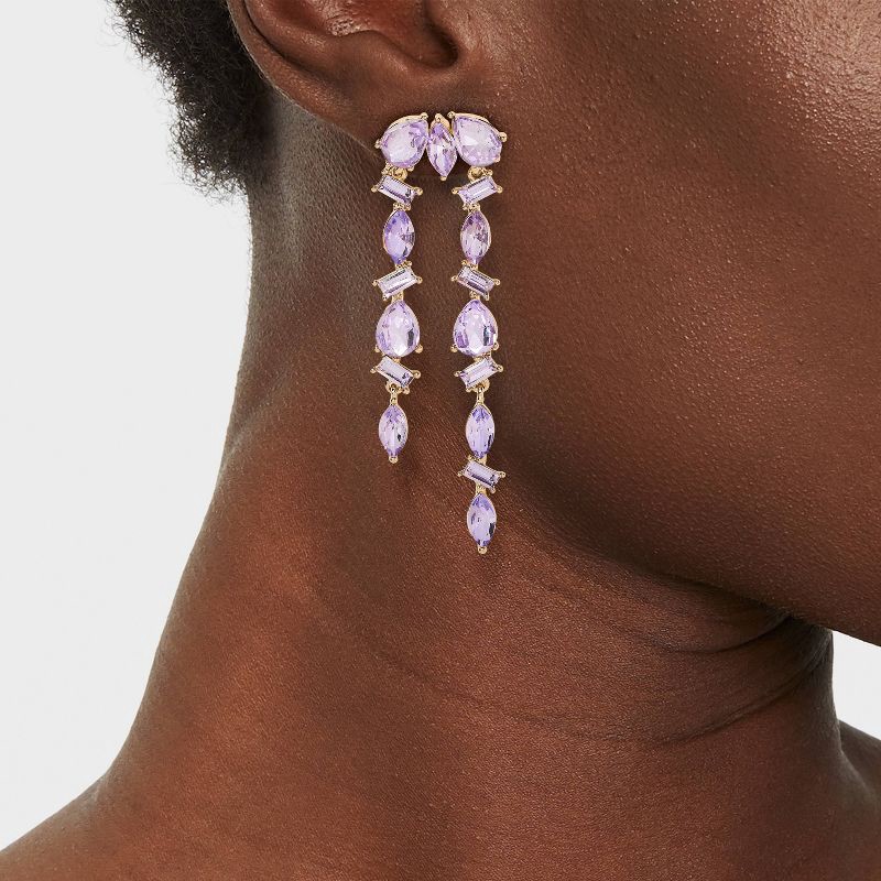 slide 2 of 3, Linear Earrings - A New Day™ Lavender Stones, 1 ct