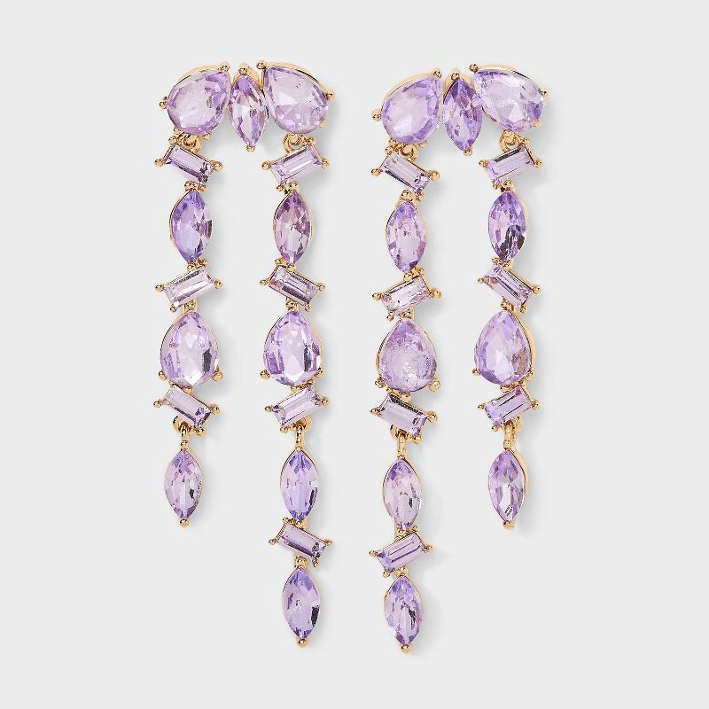 slide 1 of 3, Linear Earrings - A New Day™ Lavender Stones, 1 ct