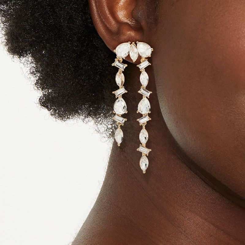 slide 2 of 3, Linear Earrings - A New Day™ Clear Stones, 1 ct