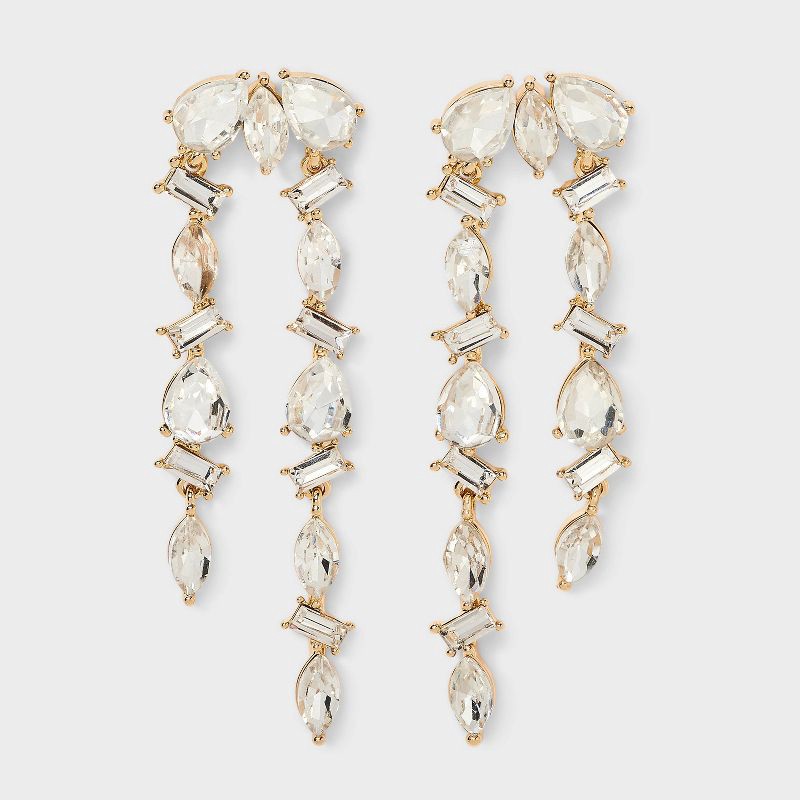 slide 1 of 3, Linear Earrings - A New Day™ Clear Stones, 1 ct