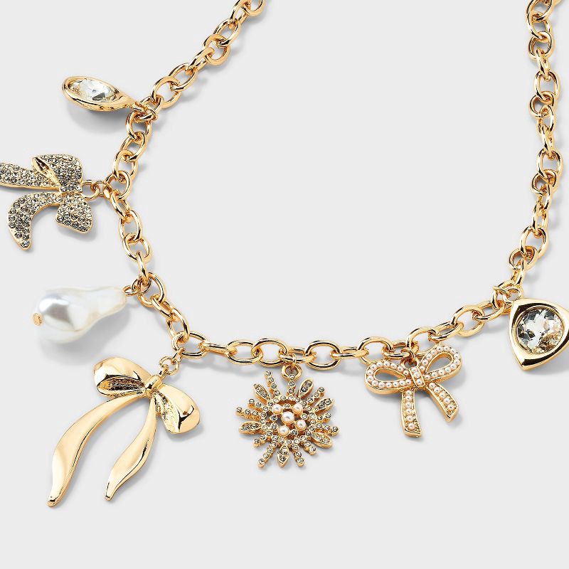 slide 4 of 4, Bow Charm Necklace - A New Day™ Gold, 1 ct