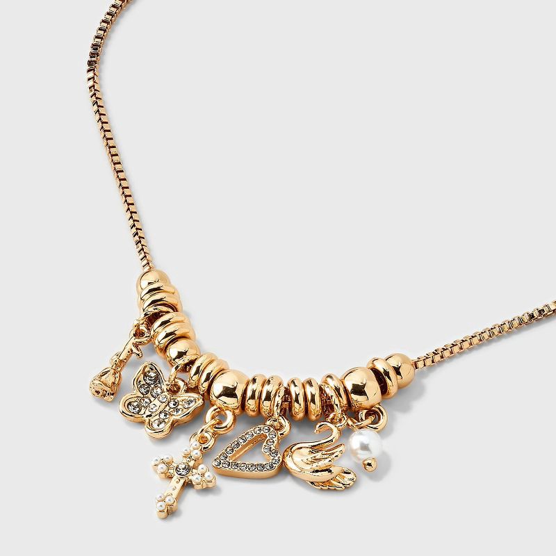 slide 4 of 4, 16" Box Chain Charm Necklace - Wild Fable™ Gold, 1 ct