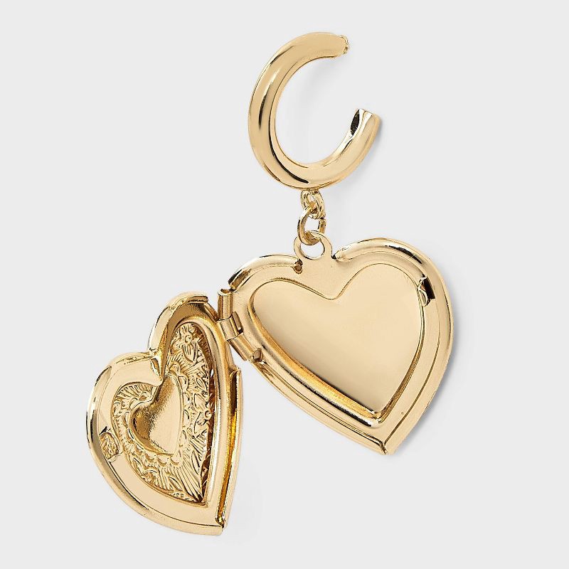 slide 4 of 4, Heart Locket Hoops and Studs Set 2 pc - Wild Fable™ Gold, 2 ct