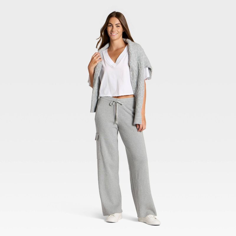 slide 3 of 3, Women's High-Rise Sweater Cargo Pants - JoyLab™ Heathered Gray XS, 1 ct