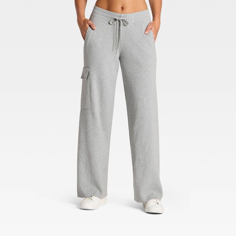 slide 1 of 3, Women's High-Rise Sweater Cargo Pants - JoyLab™ Heathered Gray S, 1 ct
