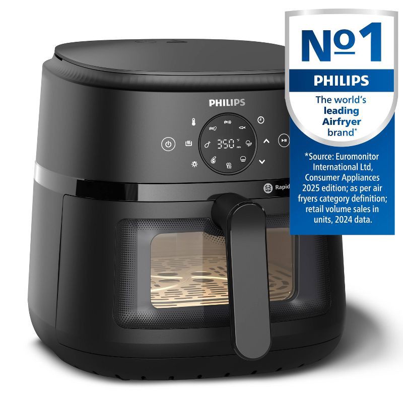 slide 3 of 14, Philips 2000 Series 6.5qt Air Fryer Black, 6.5 qt