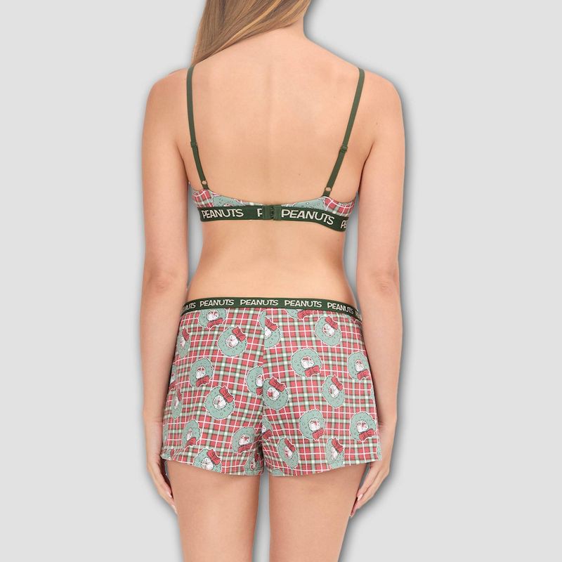 slide 2 of 4, Women's Peanuts Holiday Bralette & Boxer Set - Red M, 1 ct