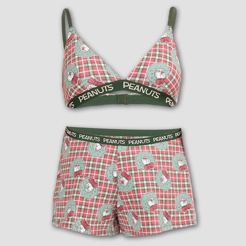 slide 4 of 4, Women's Peanuts Holiday Bralette & Boxer Set - Red XXL, 1 ct