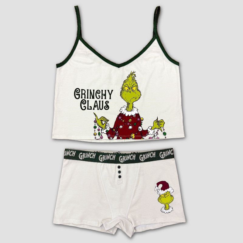 slide 1 of 2, Women's How the Grinch Stole Christmas Holiday Cami & Boyshorts Set - Green XXL, 1 ct