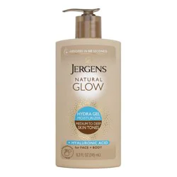 Jergens Natural Glow Hydra Gel Self Tanning Moisturizer for Face and Body - Medium to Deep - 8.3 fl oz