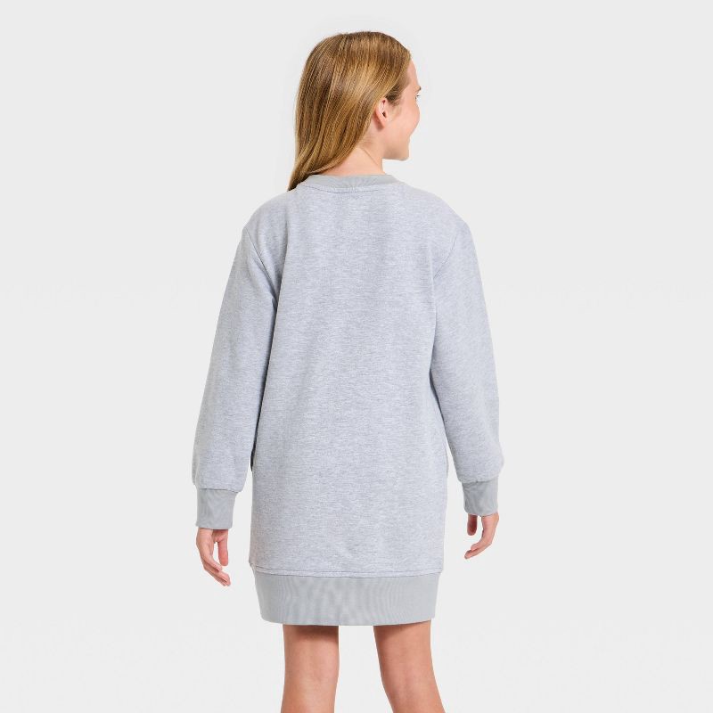 slide 3 of 4, Girls' Long Sleeve Valentine's Day 'Love' Dress - Cat & Jack™ Heather Gray XS, 1 ct