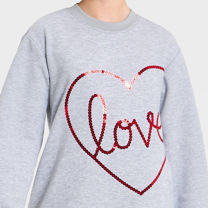 slide 2 of 4, Girls' Long Sleeve Valentine's Day 'Love' Dress - Cat & Jack™ Heather Gray XL, 1 ct