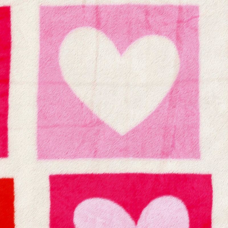 slide 5 of 5, Heart Check Printed Plush Throw Ivory/Pink/Red - Room Essentials™, 1 ct
