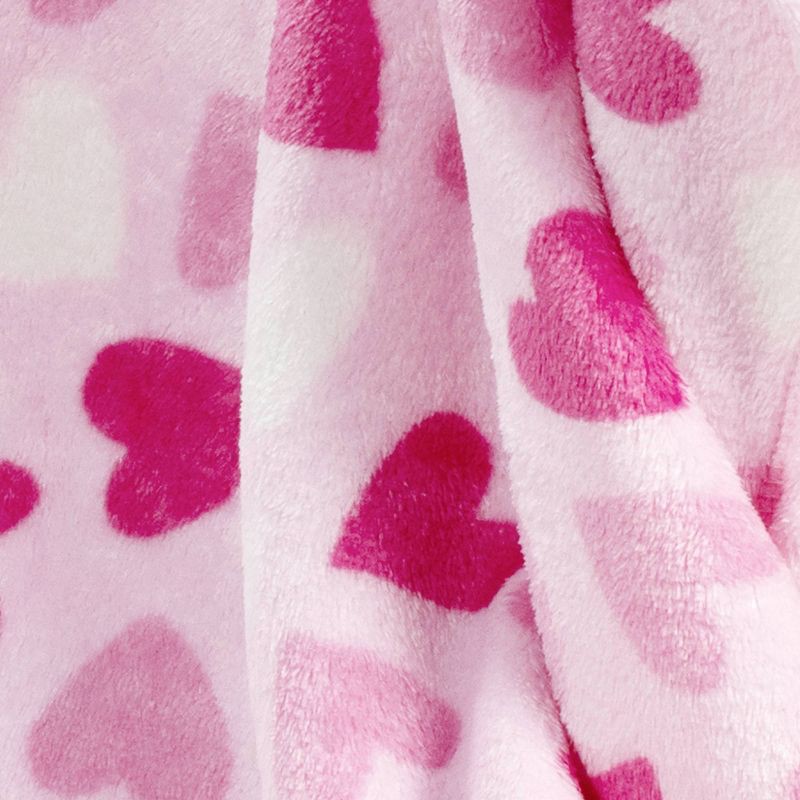 slide 5 of 5, Mini Hearts Printed Plush Throw Pink/Ivory - Room Essentials™, 1 ct