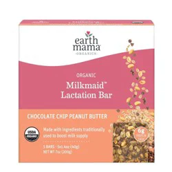 Earth Mama Organic Milkmaid Lactation Bars for Breastfeeding, Chocolate Chip Peanut Butter Cookie - 5ct