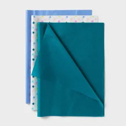 20ct Star Pattern and Solid Tissue Paper Teal/Light Blue/White - Spritz™