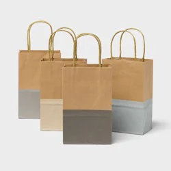 4pk XS Colorblock Kraft Gift Bags Natural/Grey - Spritz™