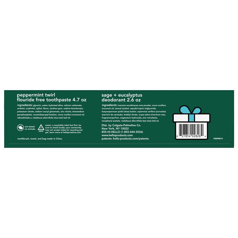 slide 12 of 12, hello Holiday Home for the Holidays Fluoride-Free Toothpaste and Aluminum Free Deodorant Travel Toiletry Bag Kit - 5pc, 5 ct