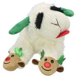 Multipet Lamb Chop with Reindeer Slippers Interactive Plush Dog Toy