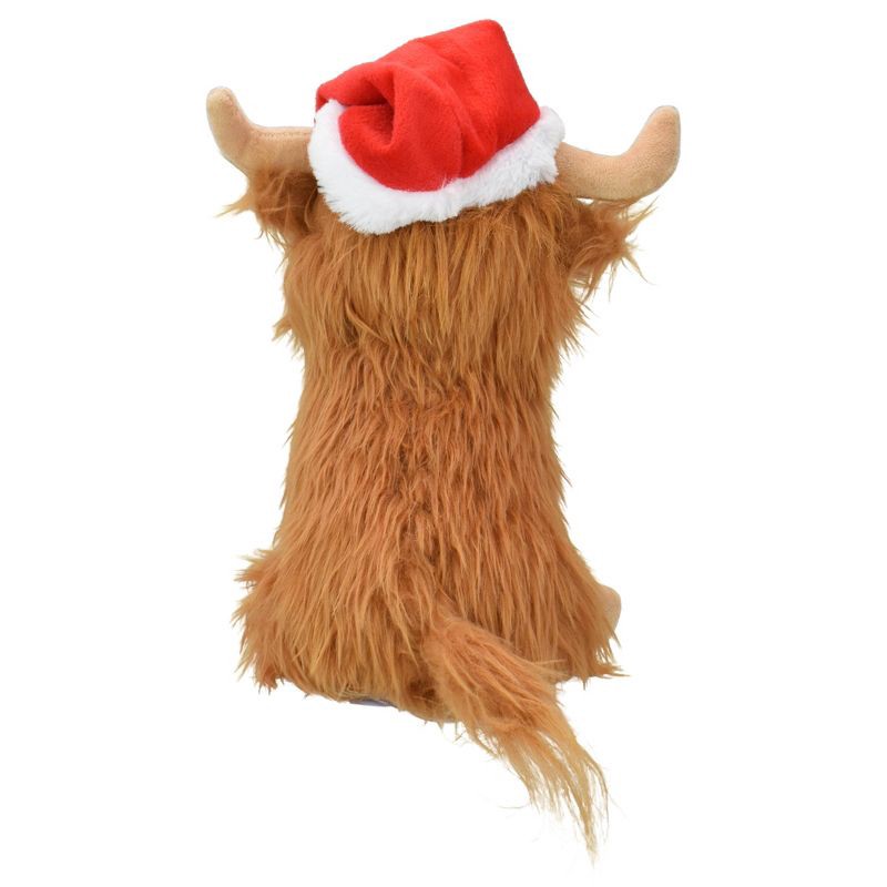 slide 3 of 6, Multipet Highland Cow with Santa Hat Interactive Plush Dog Toy, 1 ct