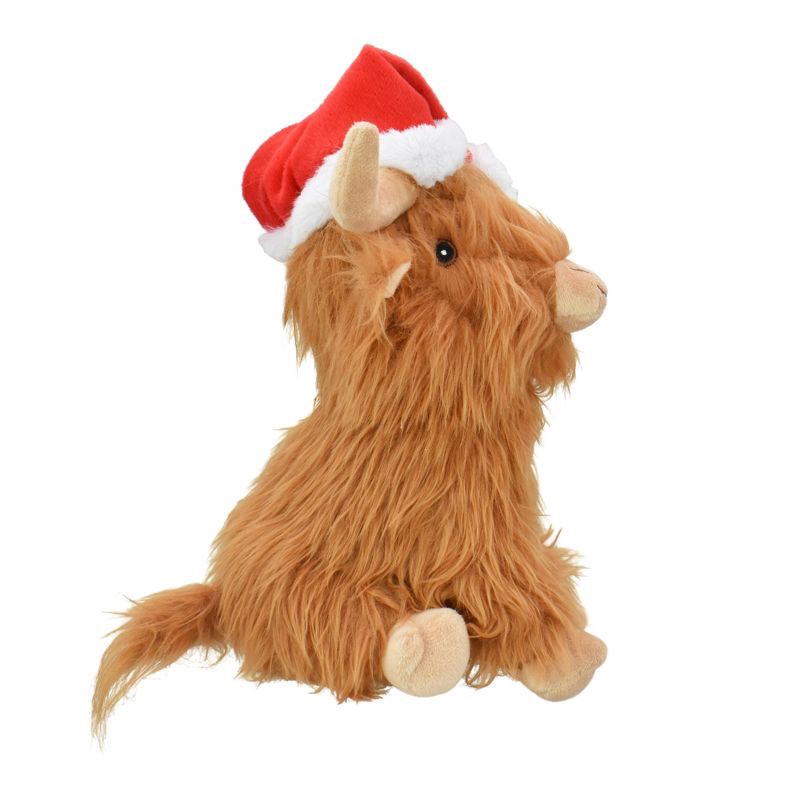 slide 5 of 6, Multipet Highland Cow with Santa Hat Interactive Plush Dog Toy, 1 ct