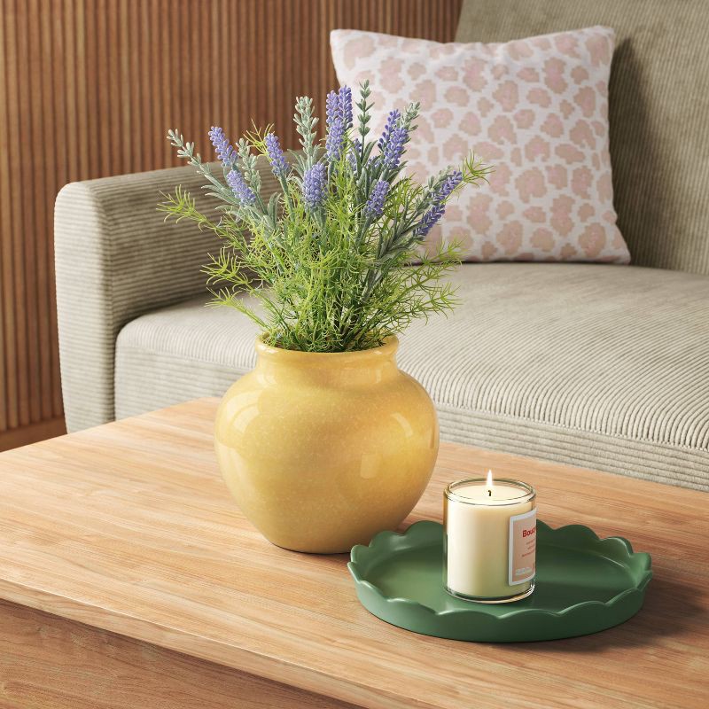 slide 2 of 3, Round Scalloped Ceramic Tray Green - Room Essentials™, 1 ct