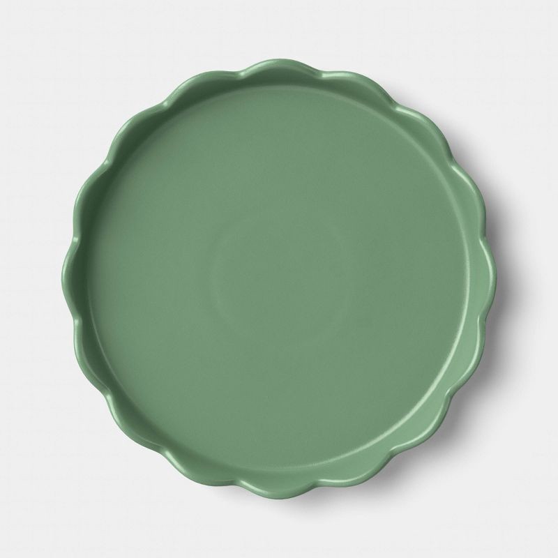 slide 3 of 3, Round Scalloped Ceramic Tray Green - Room Essentials™, 1 ct
