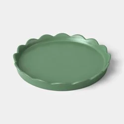 Round Scalloped Ceramic Tray Green - Room Essentials™
