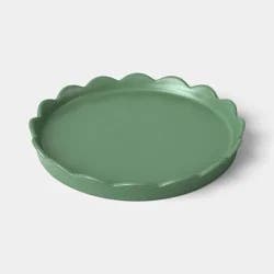 Round Scalloped Ceramic Tray Green - Room Essentials™